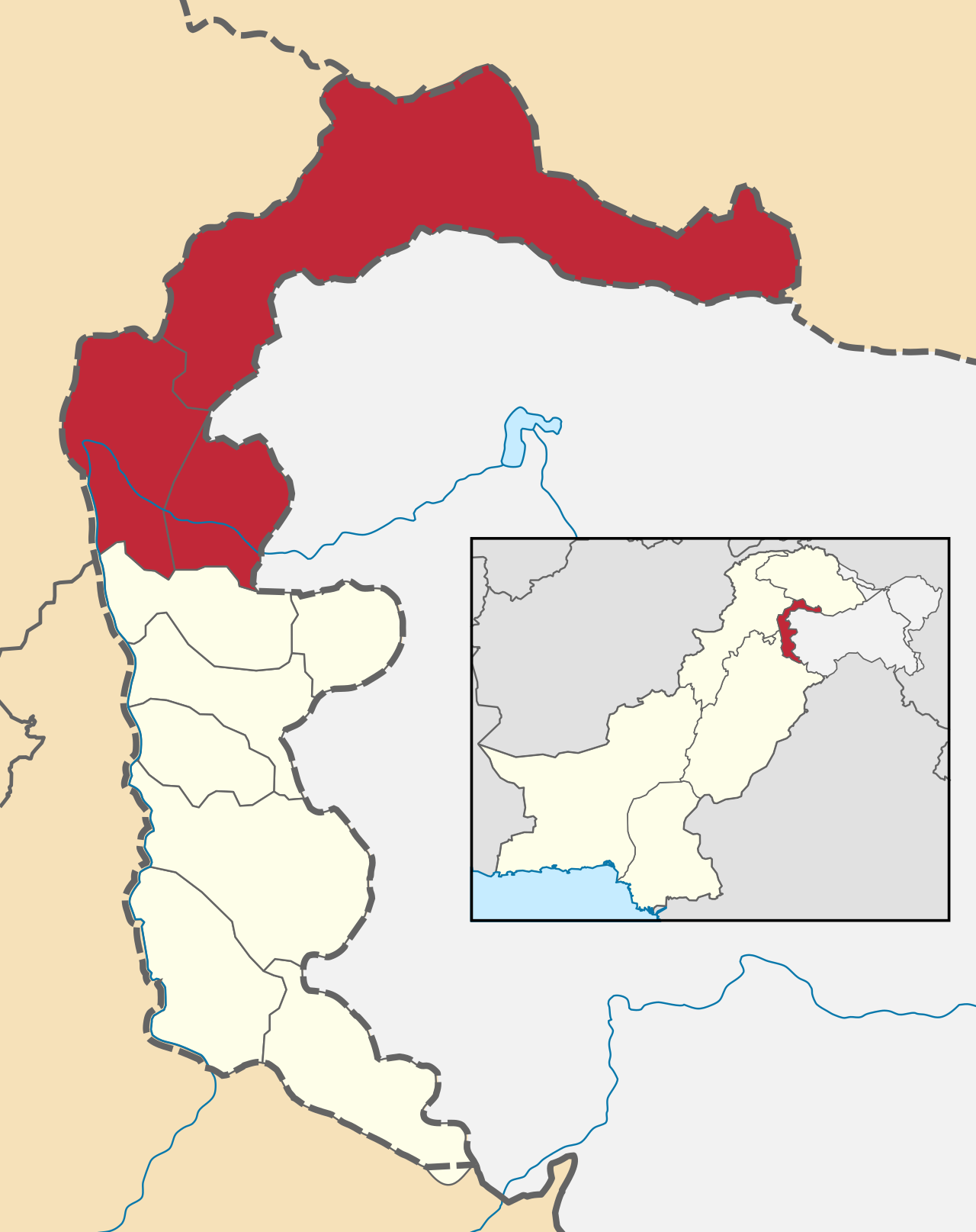 Locator map of Muzaffarabad Division in Azad Jammu and Kashmir